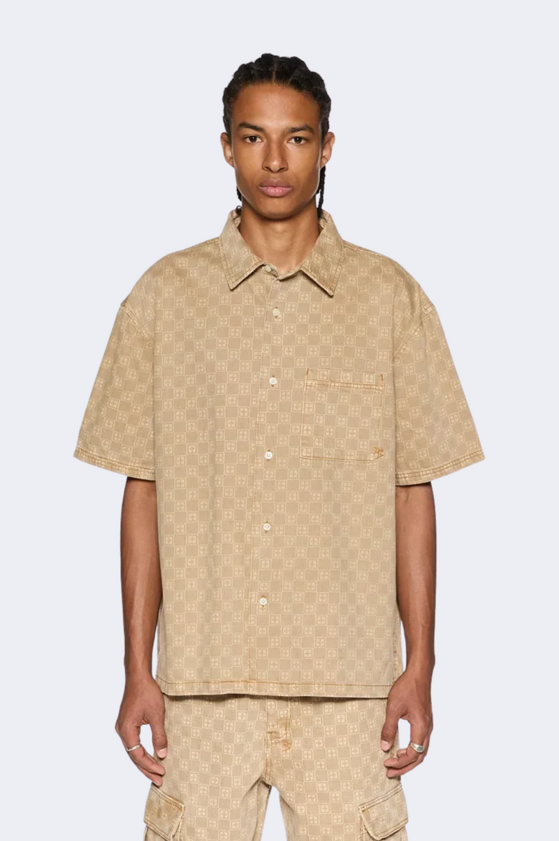 BOX DENIM SS SHIRT TAN