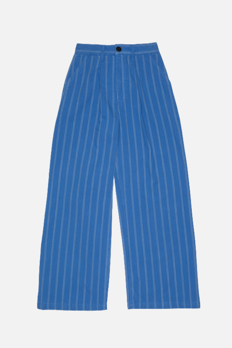 GULLAN STRIPED WORKWEAR PANTS BLUE/OFFWHITE