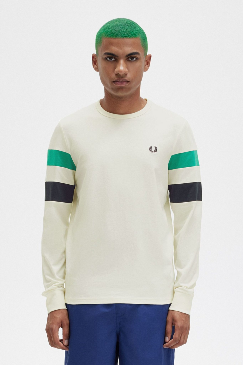 FRED PERRY PANELLED SLEEVE LS T-SHIRT