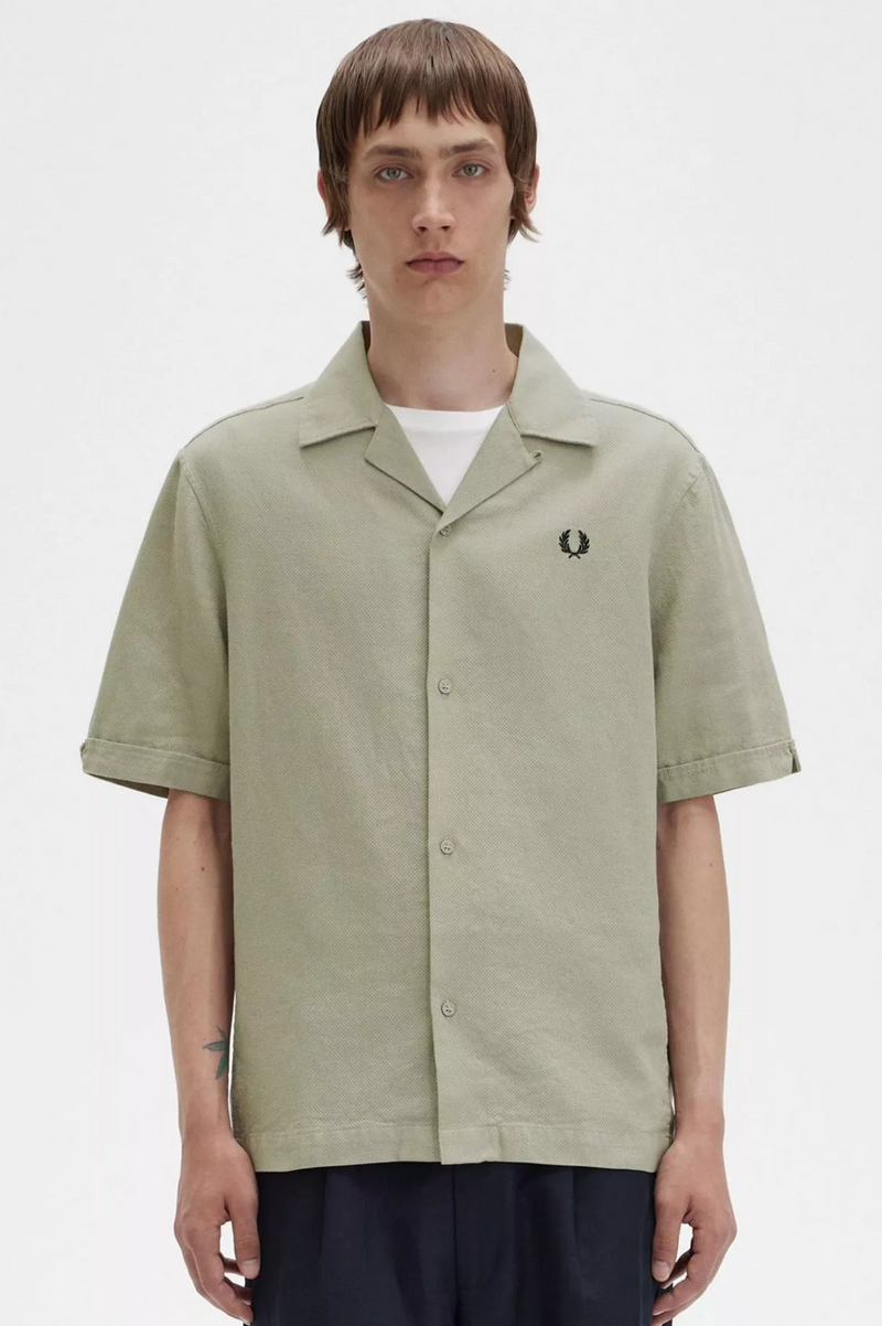 FRED PERRY LINEN REVERE COLLAR SHIRT