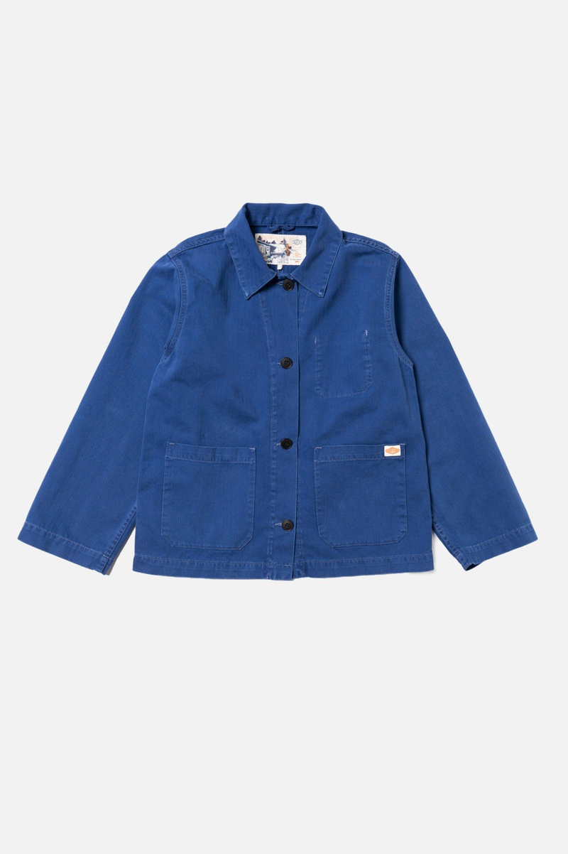 LOVIS HERRINGBONE DENIM JACKET BLUE