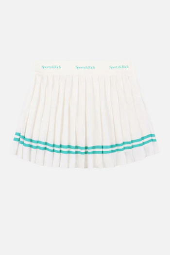 SERIF LOGO PLEATED SKIRT COCONUT/CARIBBEAN