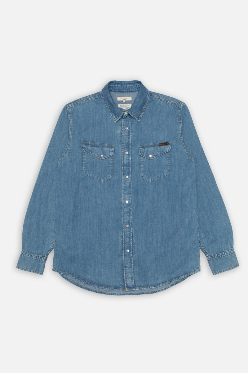 GUNNAR LIGHT USED DENIM SHIRT LIGHT BLUE