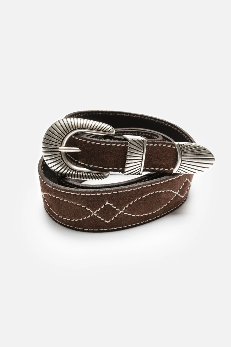 WESTERN RANCH SUEDE BELT TOFFEE BROWN
