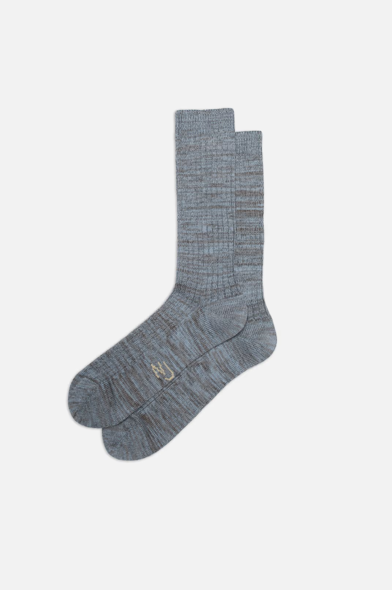 RASMUSSON MENS RIB SOCK BLUEMELANGE