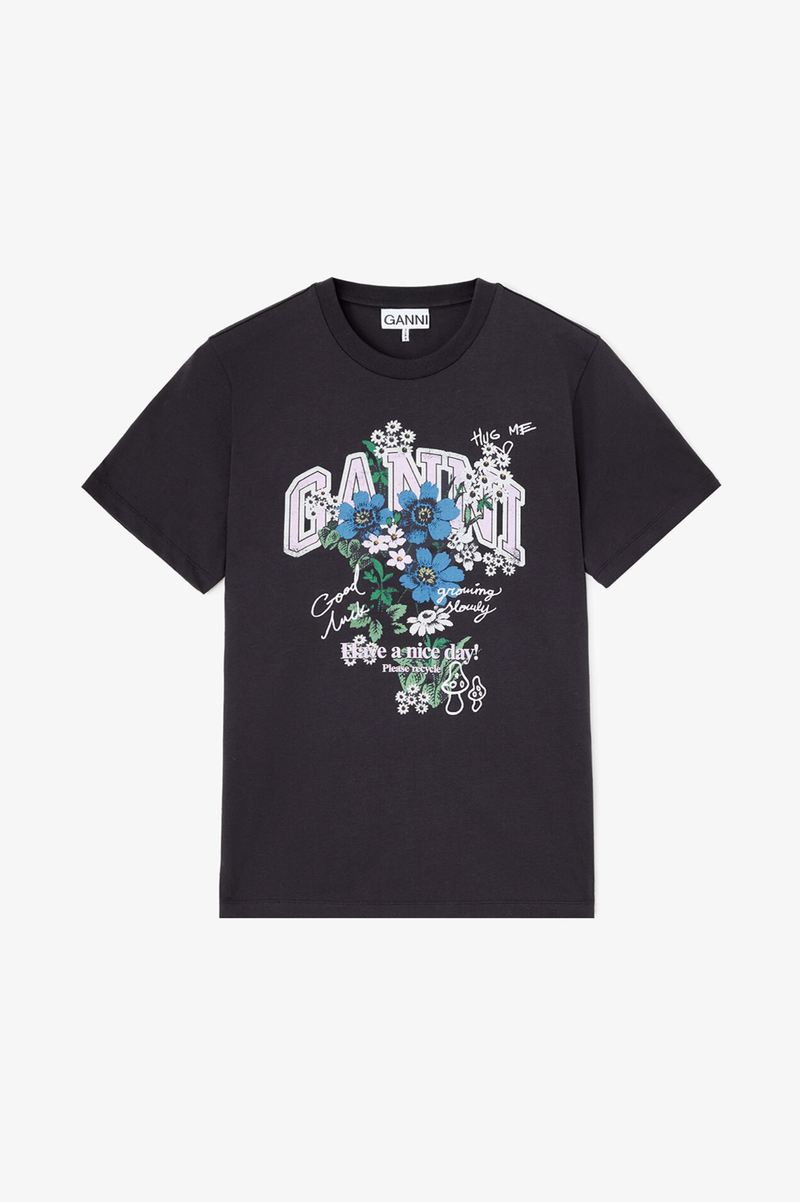 BASIC COTTON RELAXED T-SHIRT FLOWER PRINT