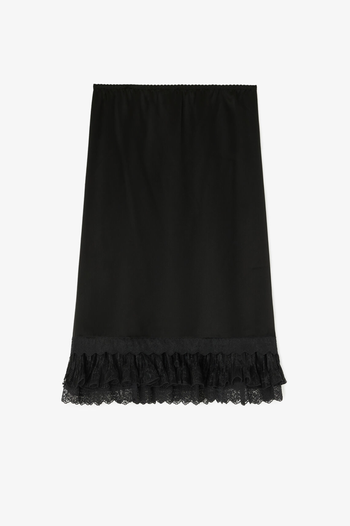 FLUID SATIN KNEE LENGTH FRILL SKIRT