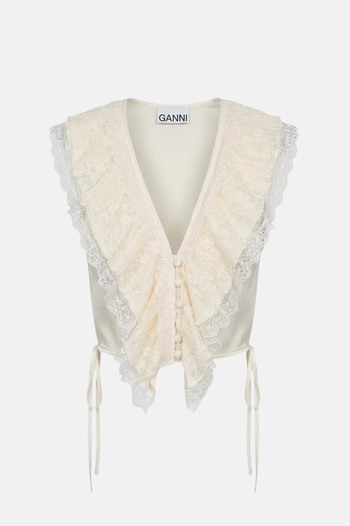 FLUID SATIN RUFFLE LACE COLLAR