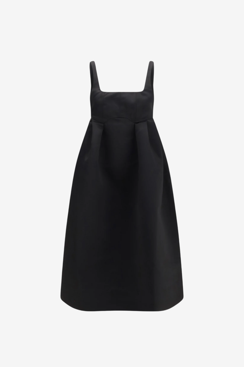 DUCHESSE SATIN CORSET MIDI DRESS