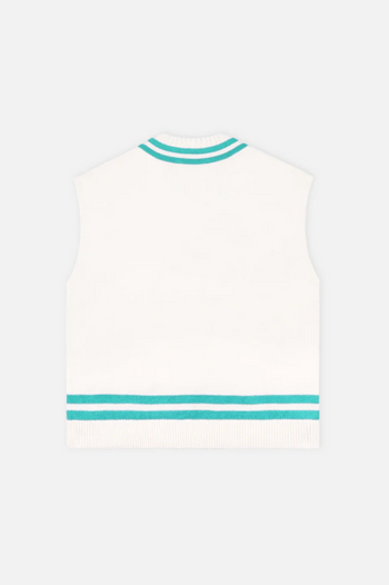 SRC CABLEKNIT VEST OFF WHITE/CARIBBEAN
