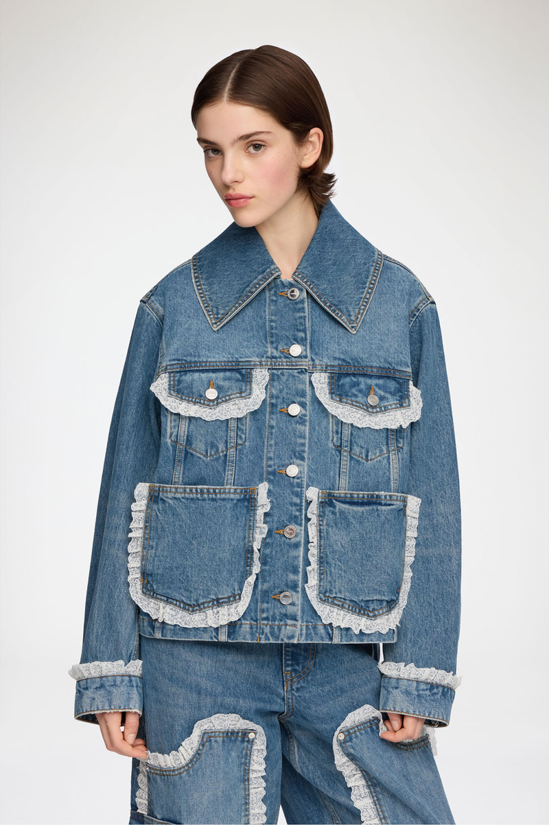 RIGID DENIM LACE JACKET