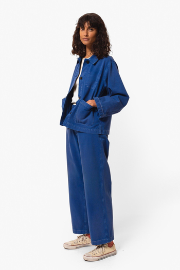 WENDY HERRINGBONE DENIM PANTS BLUE