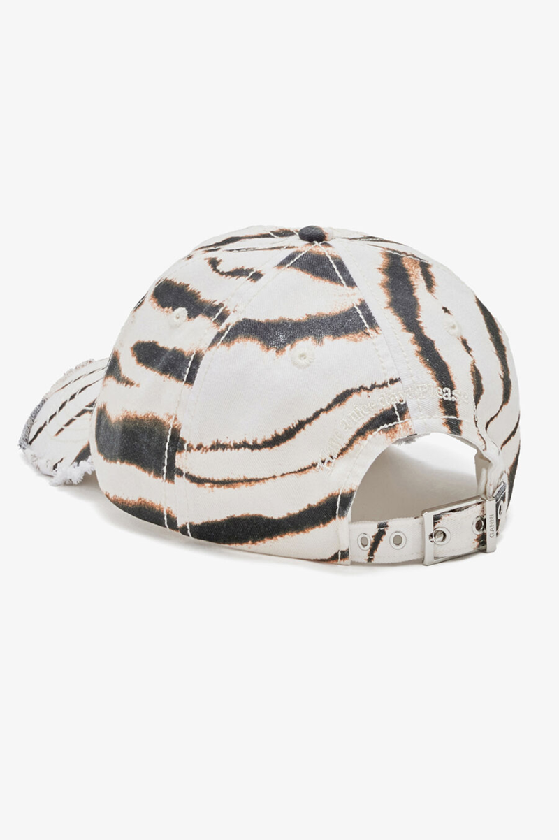 PRINTED ZEBRA WASHED COTTON CANVAS CAP