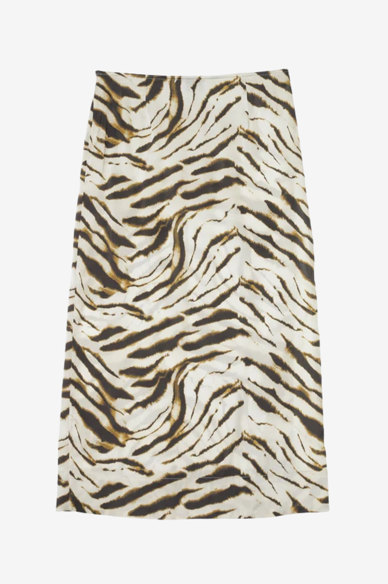 SHIBORI ORGANZA/PRINTED STRETCH SATIN SKIRT