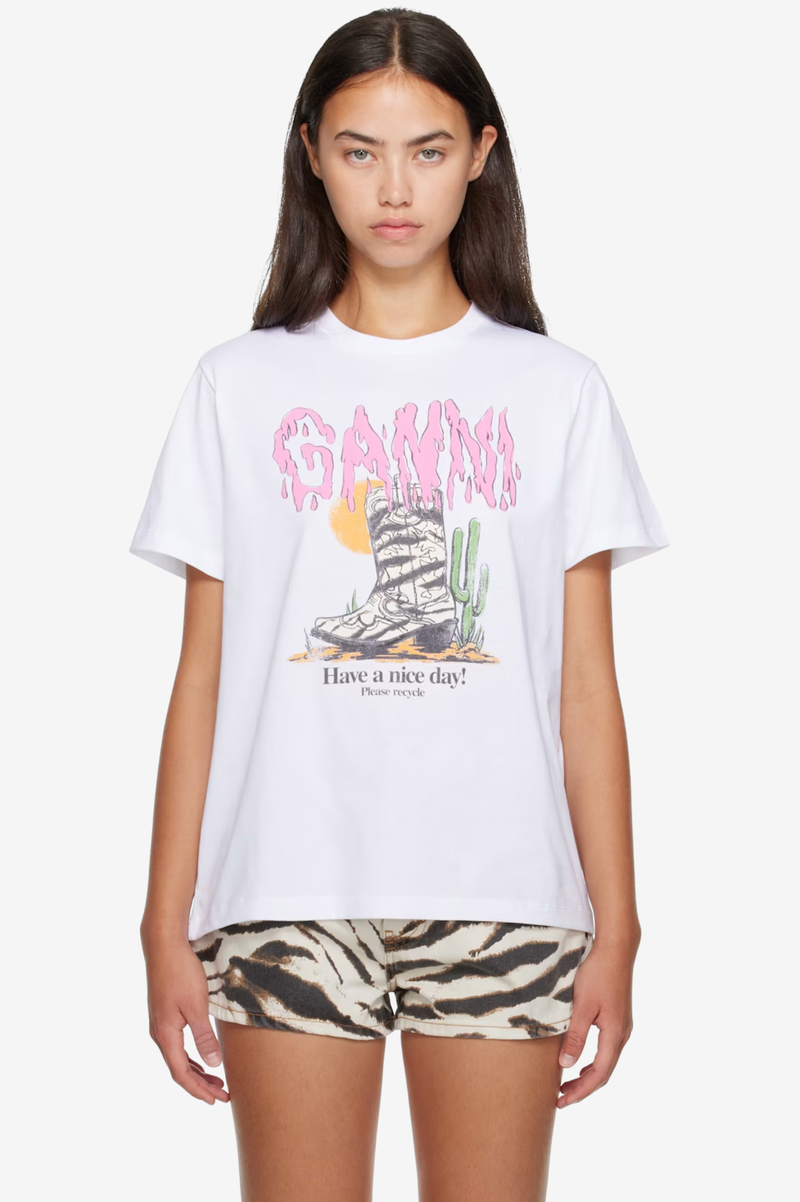 BASIC COTTON WESTERN ZEBRA BOOT TEE