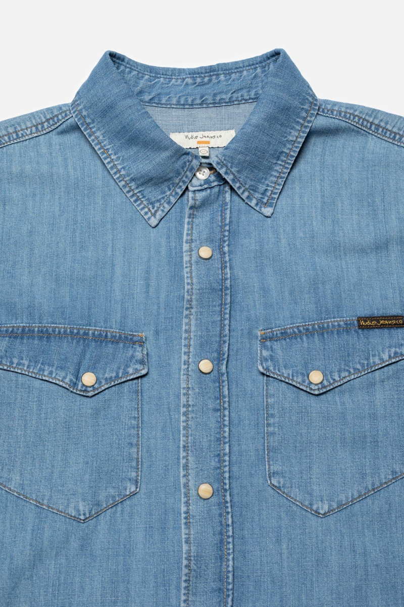 GUNNAR LIGHT USED DENIM SHIRT LIGHT BLUE