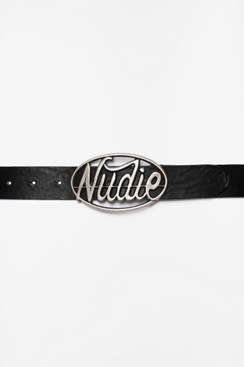 NUDIE BUCKLE LEATHER BELT BLACK
