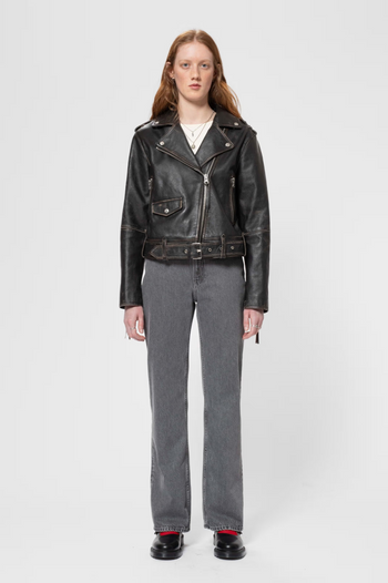 GRETA BIKER LEATHER JACKET BLACK