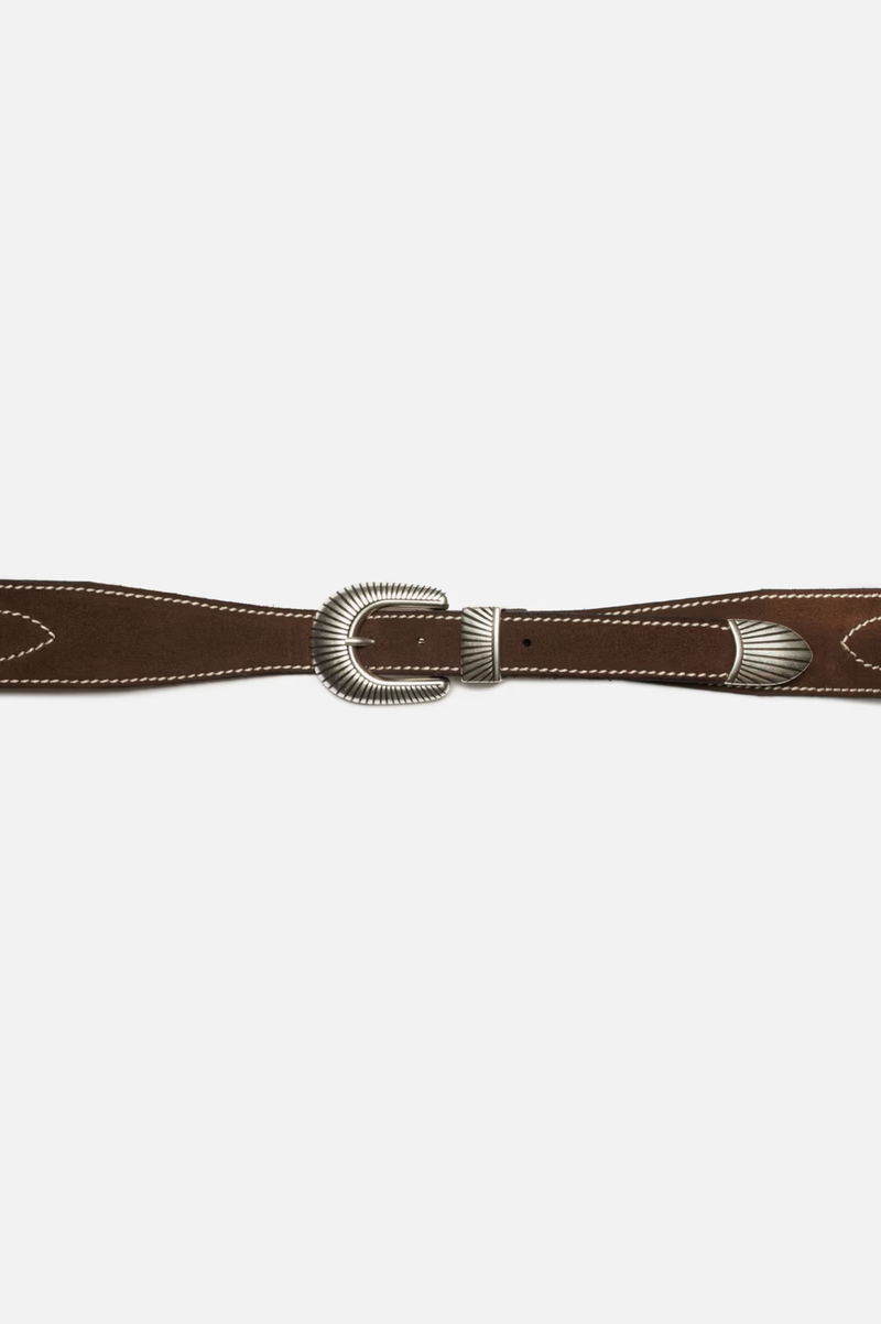 WESTERN RANCH SUEDE BELT TOFFEE BROWN