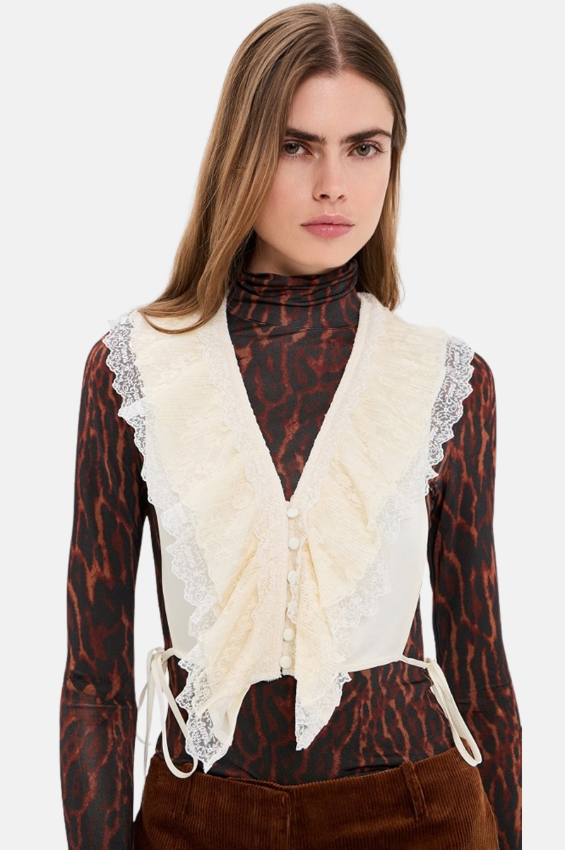 FLUID SATIN RUFFLE LACE COLLAR