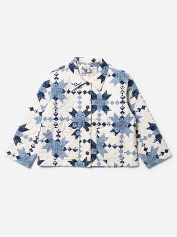 SIGNE QUILTED COTTON JACKET OFFWHITE/BLUE