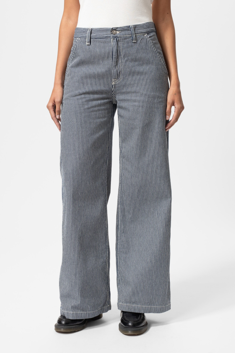 INEZ STRIPED PANTS  BLUE/OFFWHITE