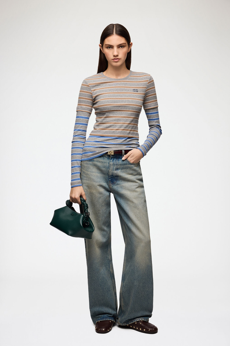SOFT COTTON RIB LONG SLEEVE DOUBLE LAYER