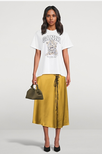 FLUID SATIN TIE STRING MIDI SKIRT
