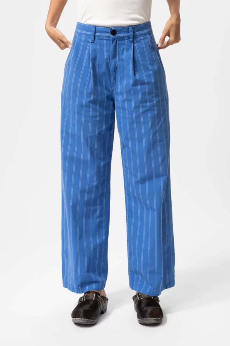 GULLAN STRIPED WORKWEAR PANTS BLUE/OFFWHITE
