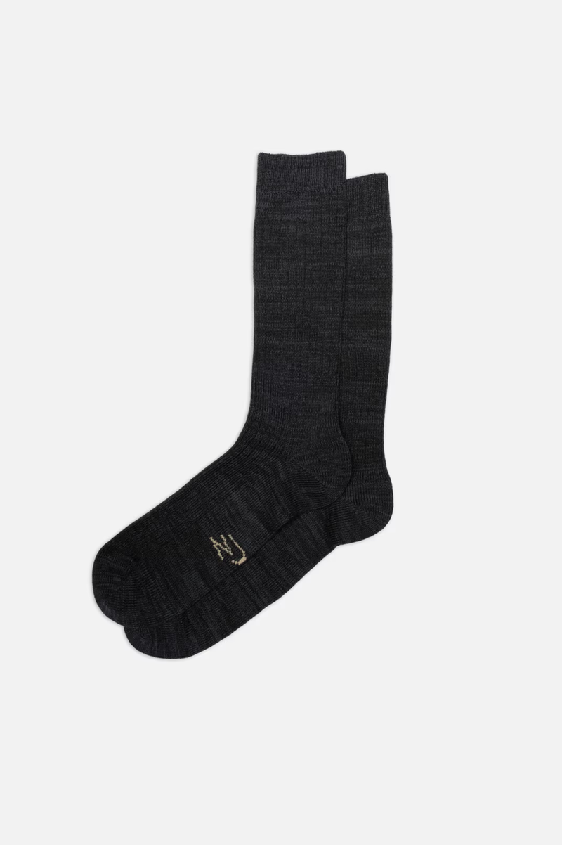 RASMUSSON MENS RIB SOCK  DARK GREY