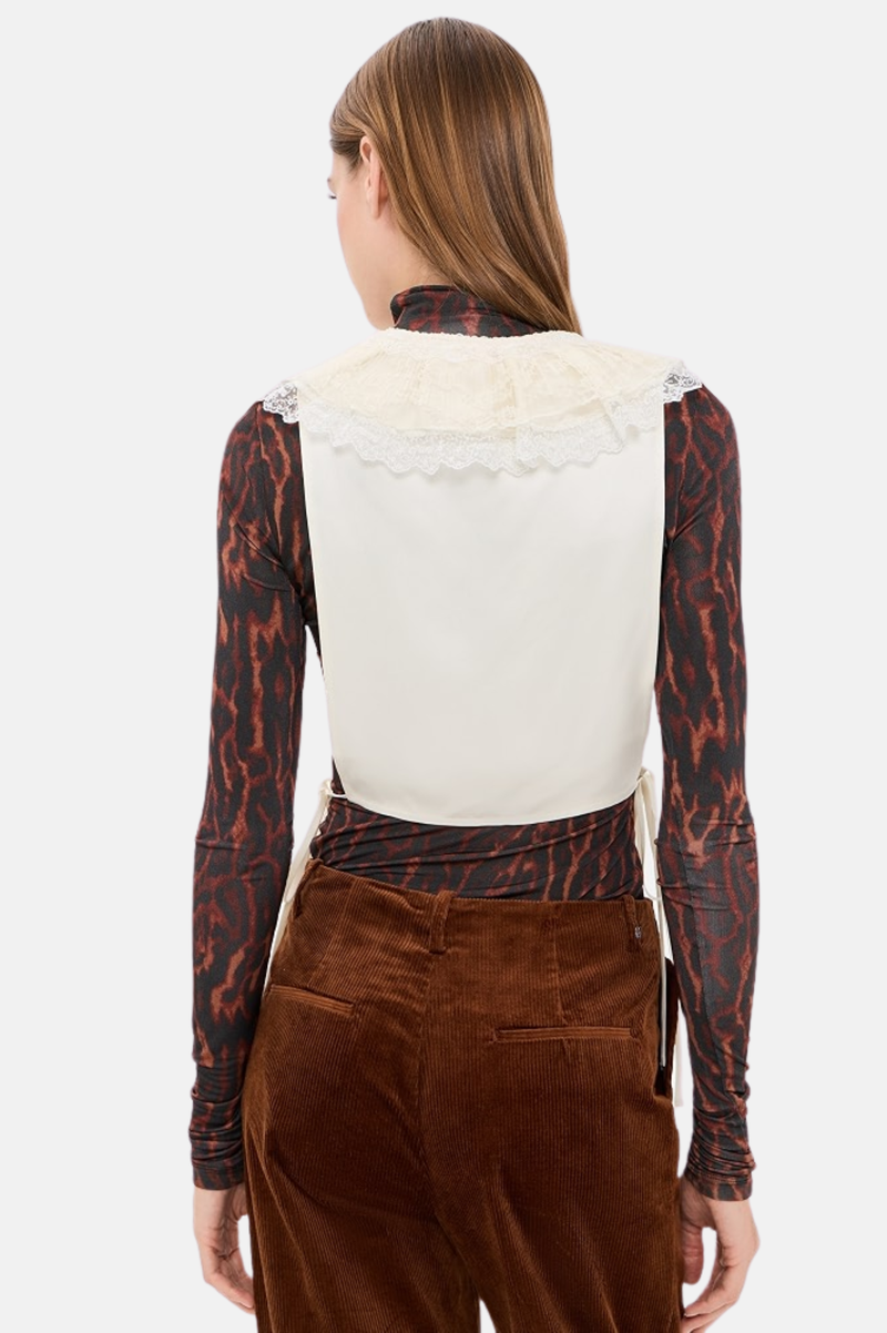 FLUID SATIN RUFFLE LACE COLLAR
