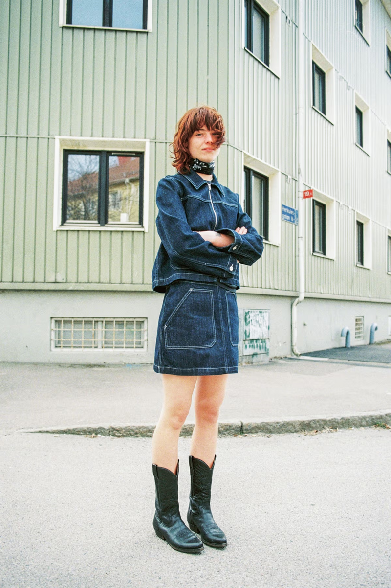 ANJA WORKWEAR DENIM JACKET DARK BLUE