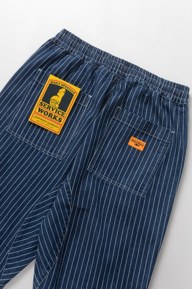 PINSTRIPE DENIM CHEF PANTS