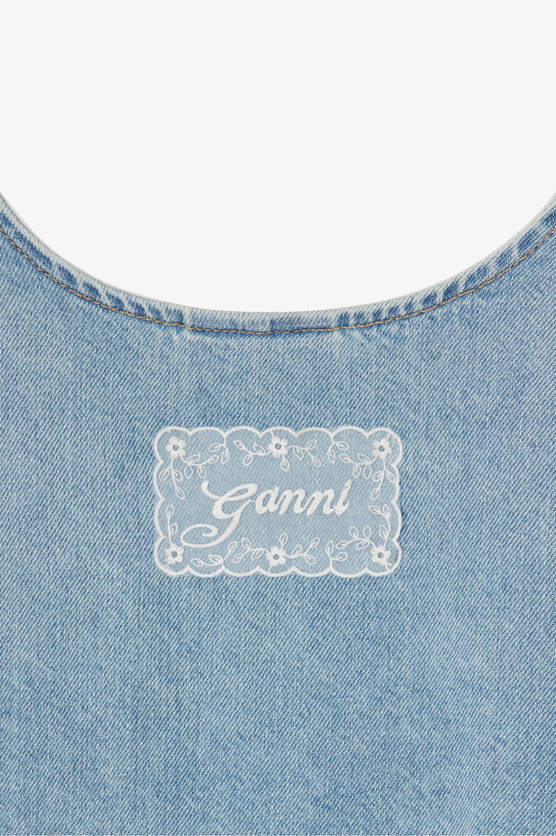 LIGHTWEIGHT DENIM FRILL MINI DRESS