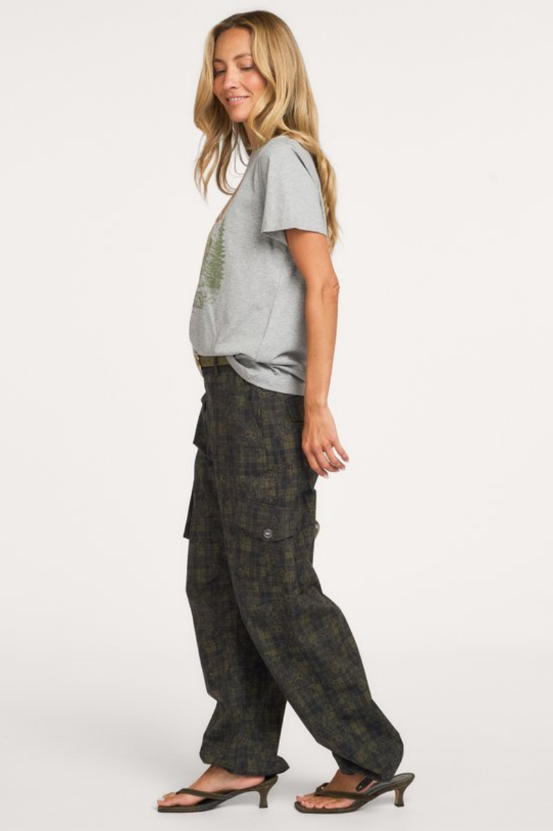 STRETCH COTTON POCKET CARGO PANTS PRINTED