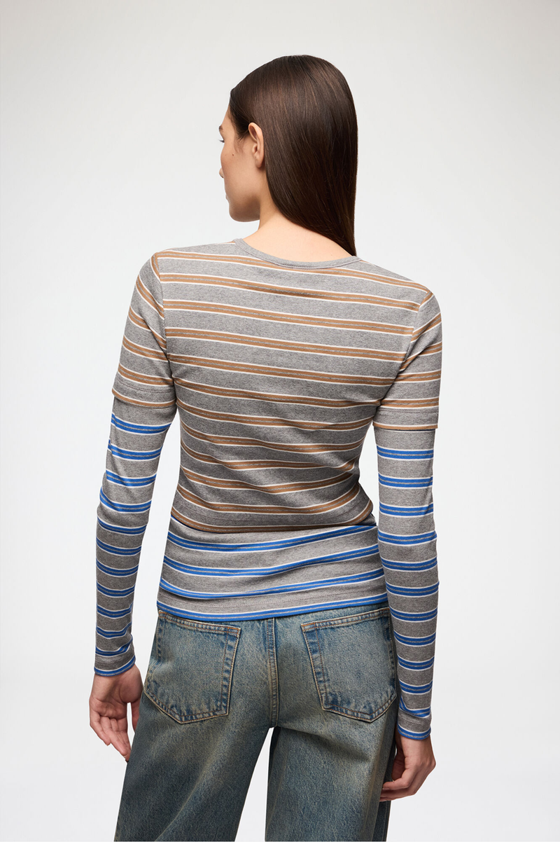 SOFT COTTON RIB LONG SLEEVE DOUBLE LAYER