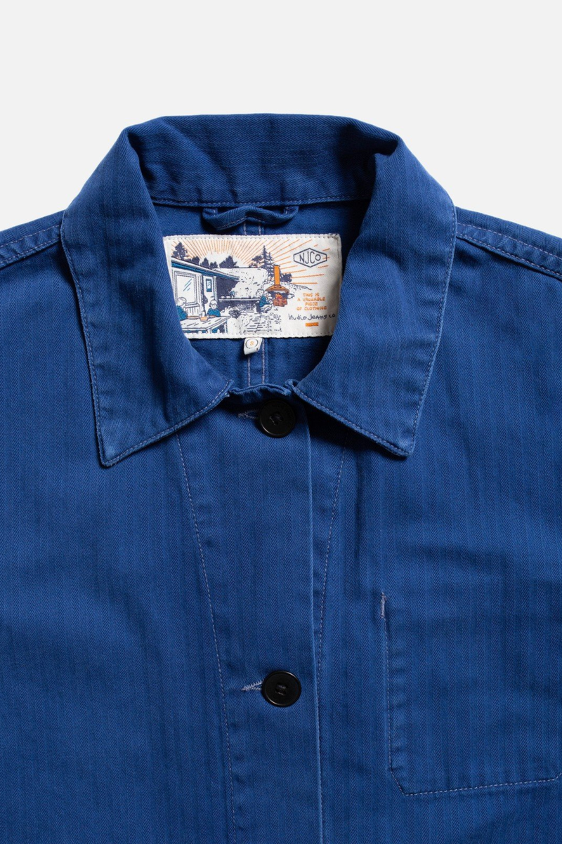 LOVIS HERRINGBONE DENIM JACKET BLUE