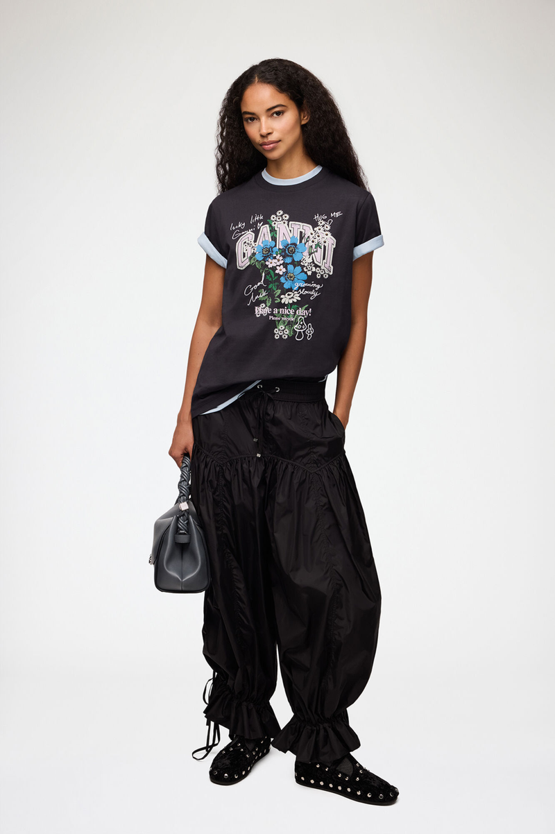 BASIC COTTON RELAXED T-SHIRT FLOWER PRINT