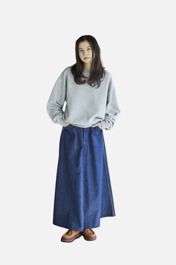 DENIM PAINTER LONG SKIRT