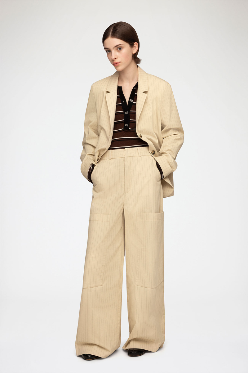 NATURAL SUITING STRIPE BAGGY CARGO