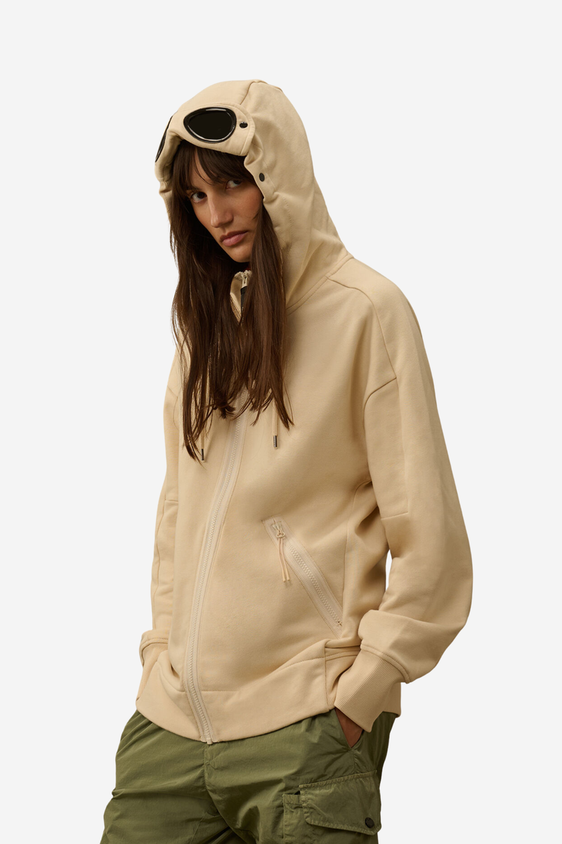 DIAGONAL RAISED FLEECE GOGGLE SWEATSHIRT