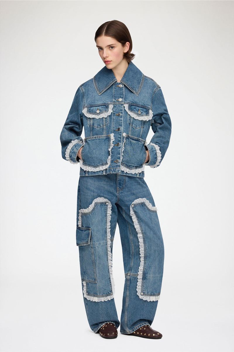 RIGID DENIM LACE JACKET