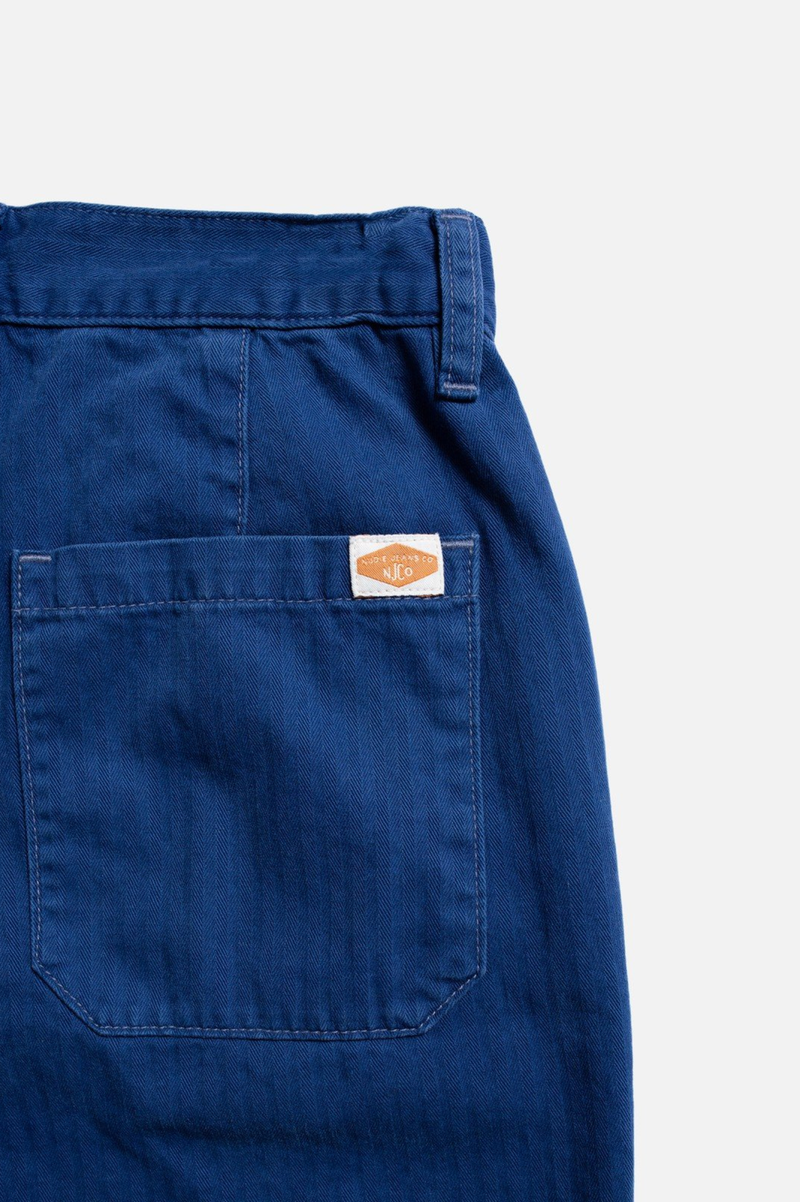 WENDY HERRINGBONE DENIM PANTS BLUE