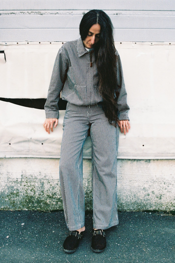 INEZ STRIPED PANTS  BLUE/OFFWHITE