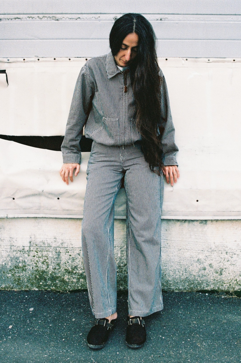 INEZ STRIPED PANTS  BLUE/OFFWHITE