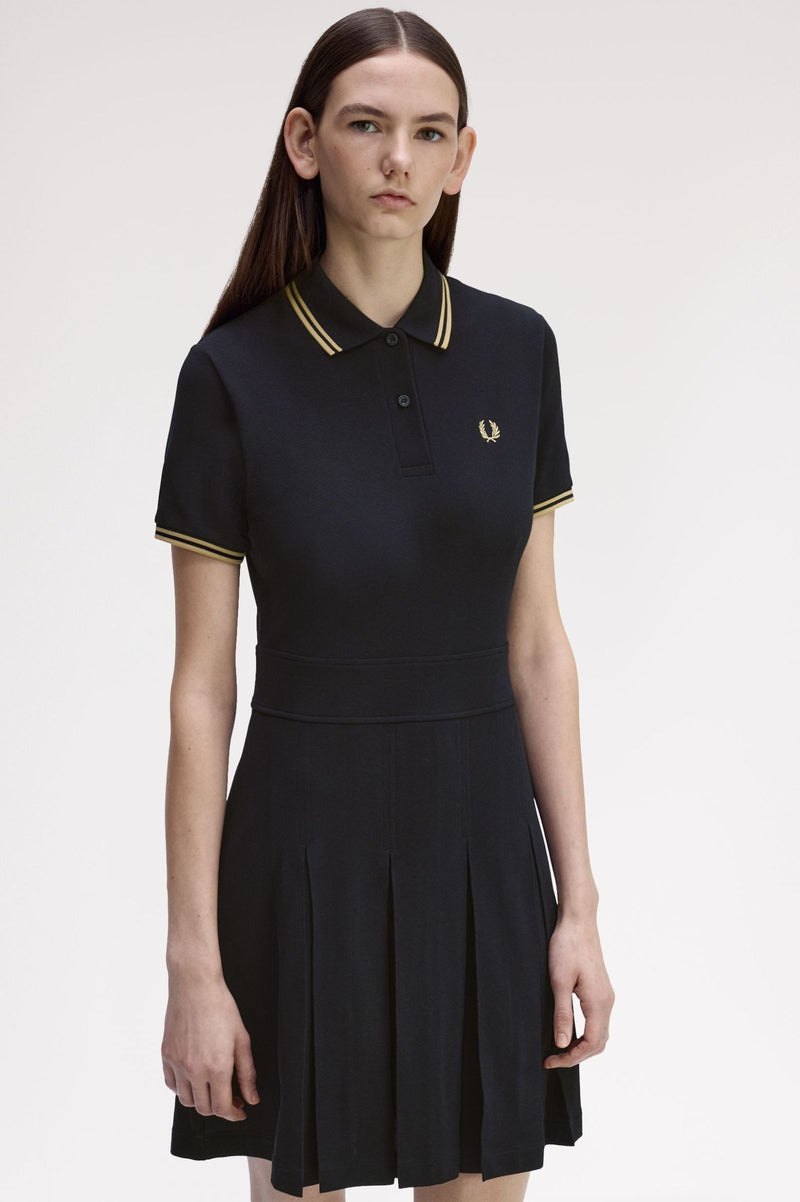 TIPPED PLEATED TENNIS DRESS