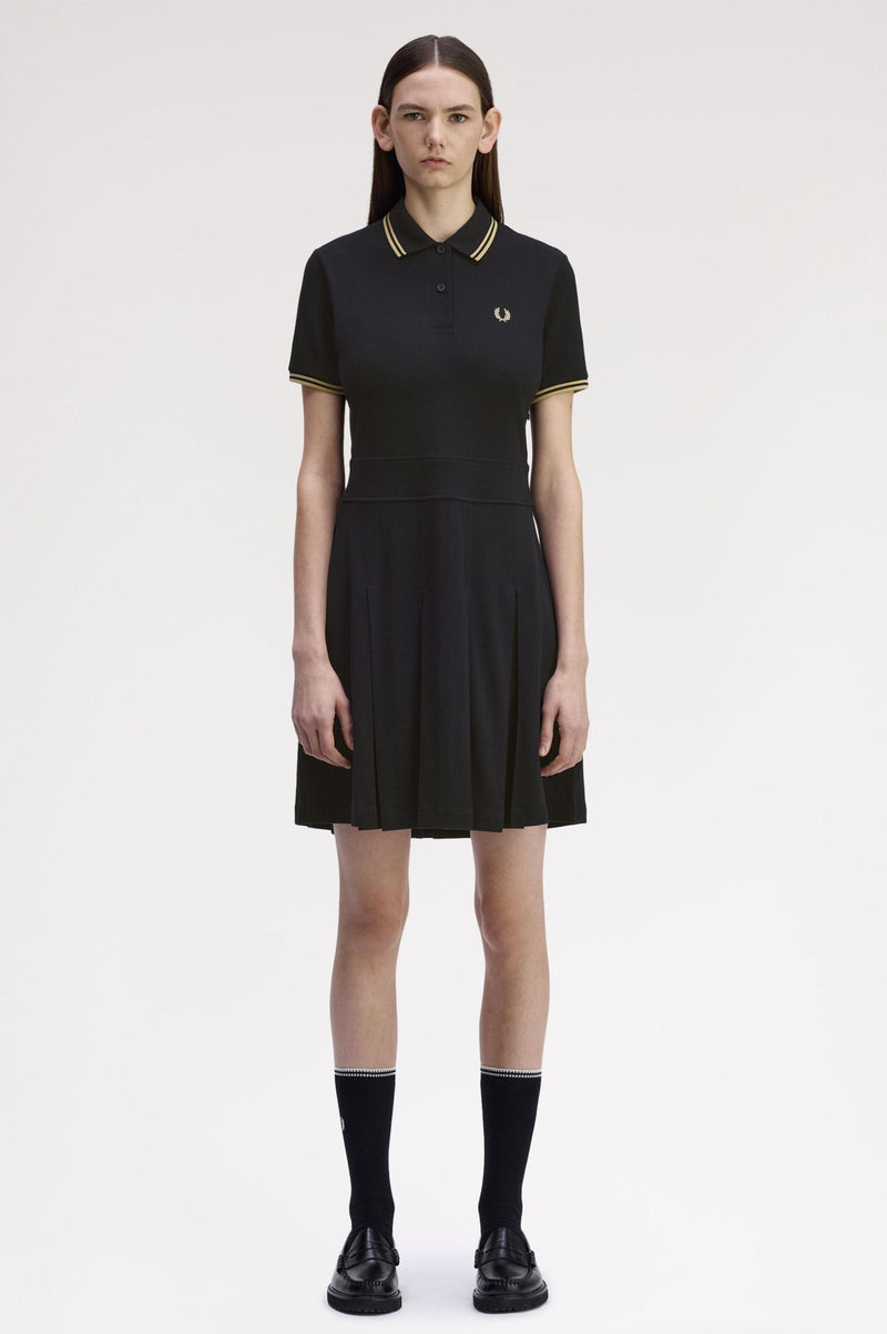 TIPPED PLEATED TENNIS DRESS