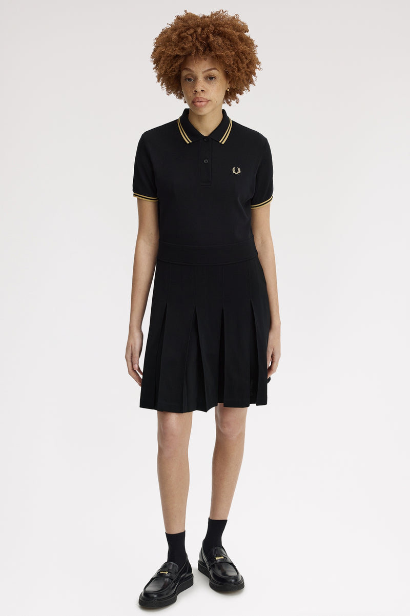TIPPED PLEATED TENNIS DRESS