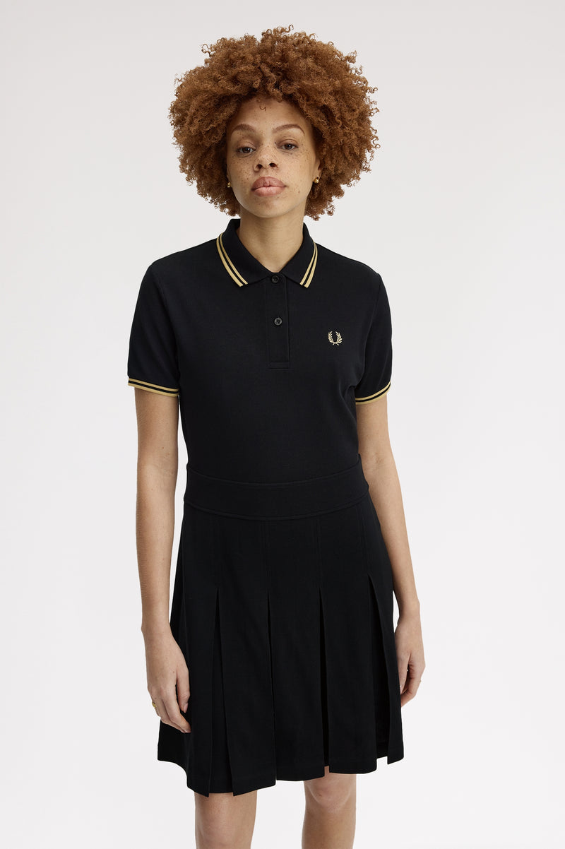 TIPPED PLEATED TENNIS DRESS