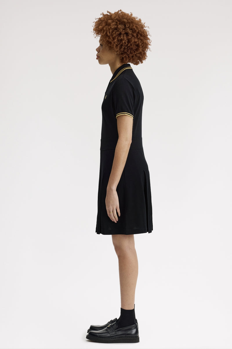 TIPPED PLEATED TENNIS DRESS